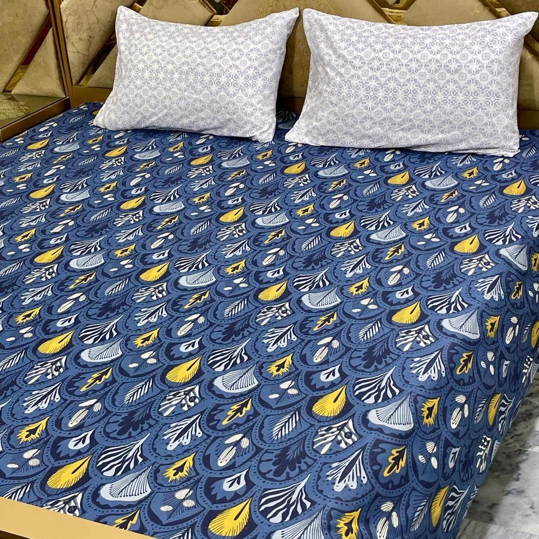 3 Pcs Cotton Printed Double Bedsheet